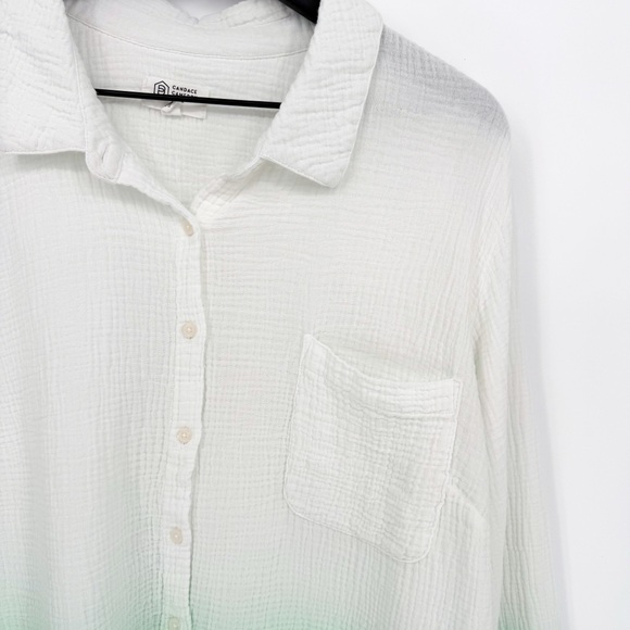 Candace Cameron Bure Ombre Dip Dye Cotton Gauze Button Down Top 1XP - Picture 3 of 10
